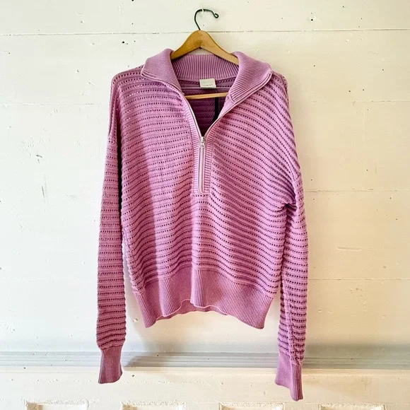Varley Tara pointelle half zip knit pullover NWT size small - Picture 2 of 8